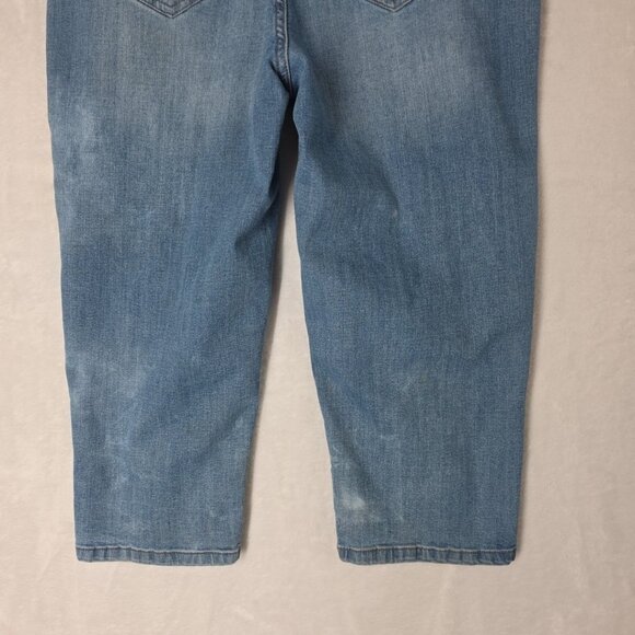 Time and Tru Womens Sz L 12-14 Med Wash Elastic Waist Pull On Denim Capris READ - Picture 6 of 12